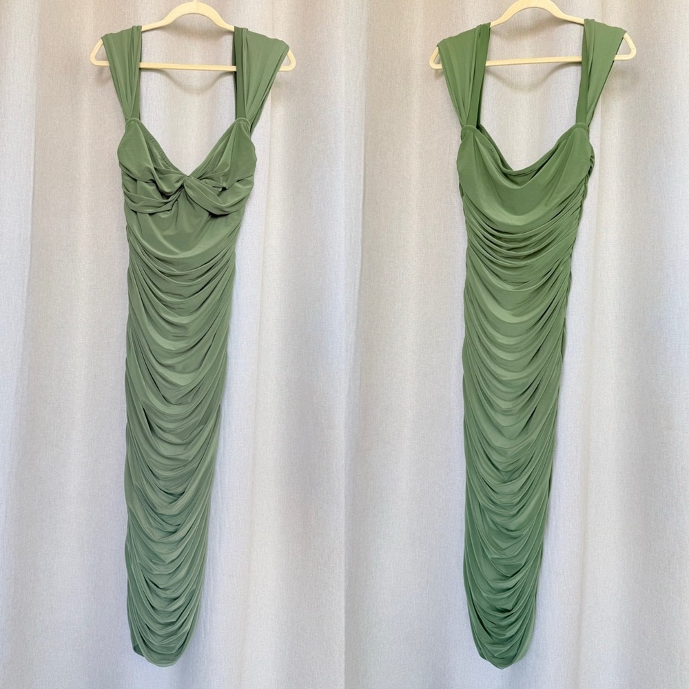 Norma Kamali Walter Green Draped Sleeveless Midi Dress L - Picture 3 of 10
